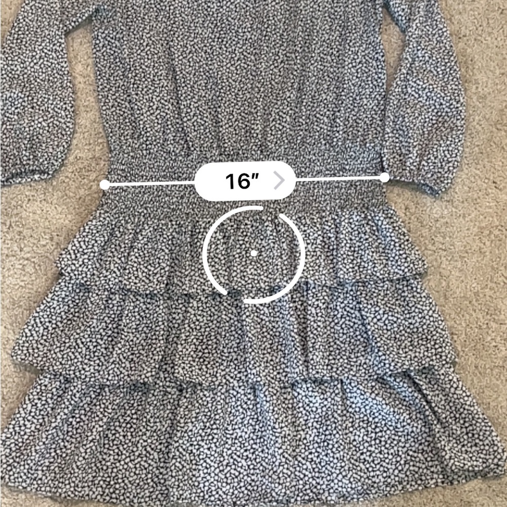 Michael Kors Sunari Navy & White Floral Off the Shoulder Dress Size: Medium - Picture 10 of 14